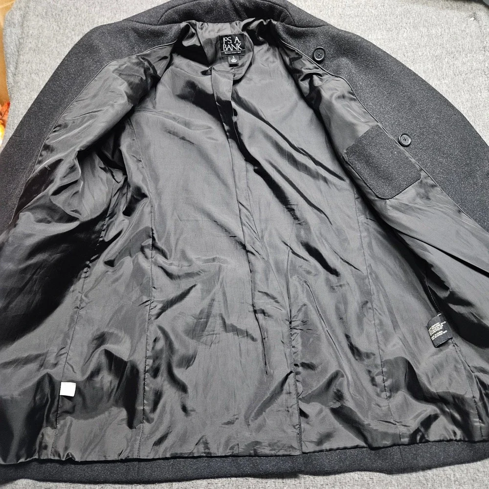 Jos A Bank Pea Coat Mens L Gray Wool Blend Double Breasted Winter Jacket